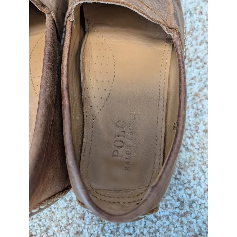 Polo Ralph Lauren Abner Loafers Mens 9.5 Brown Leather Penny Driver Shoes SlipOn